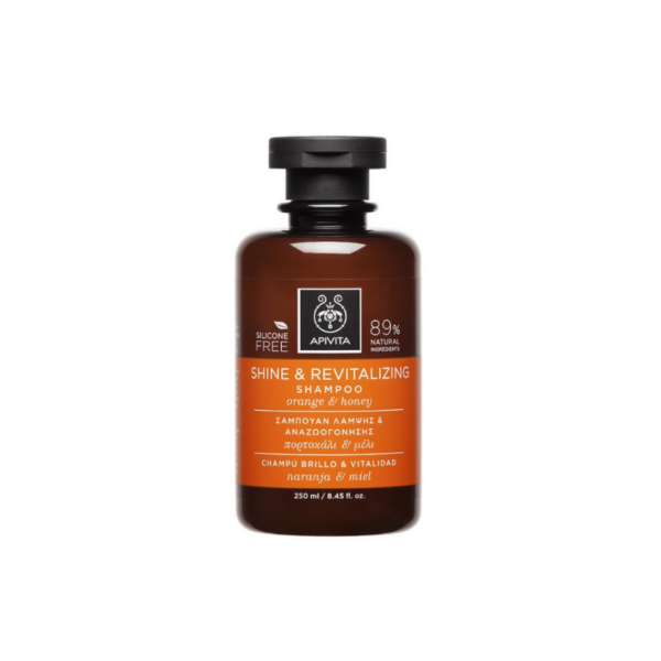 Web-1280-–-956-600x600 Apivita Shine & Revitalizing Shampoo with Orange & Honey, 250ml - Image 1