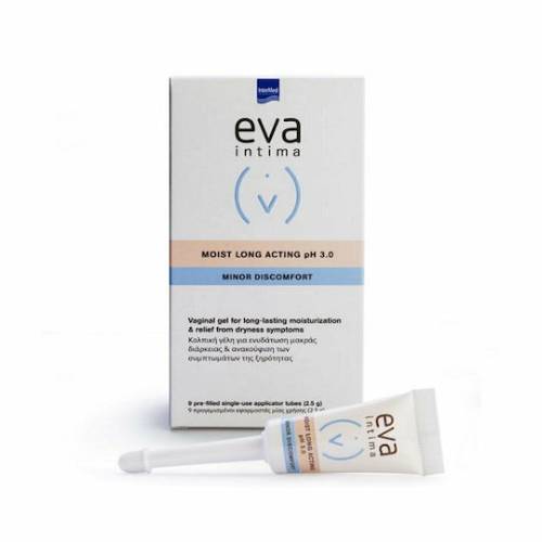 Νέο έργο(21) Eva Intima, Moist Long Acting pH 3 Gel Ενυδάτωσης με Χαμομήλι και Αλόη 9 x 2gr - Image 1