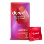 Προφυλακτικά Πολύ Λεπτά Έξτρα Λιπαντικό Durex Sensitive *6 τμχ